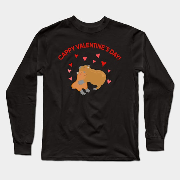 Happy Valentines Day 2021 Capybaras Cuddling Long Sleeve T-Shirt by ttyaythings